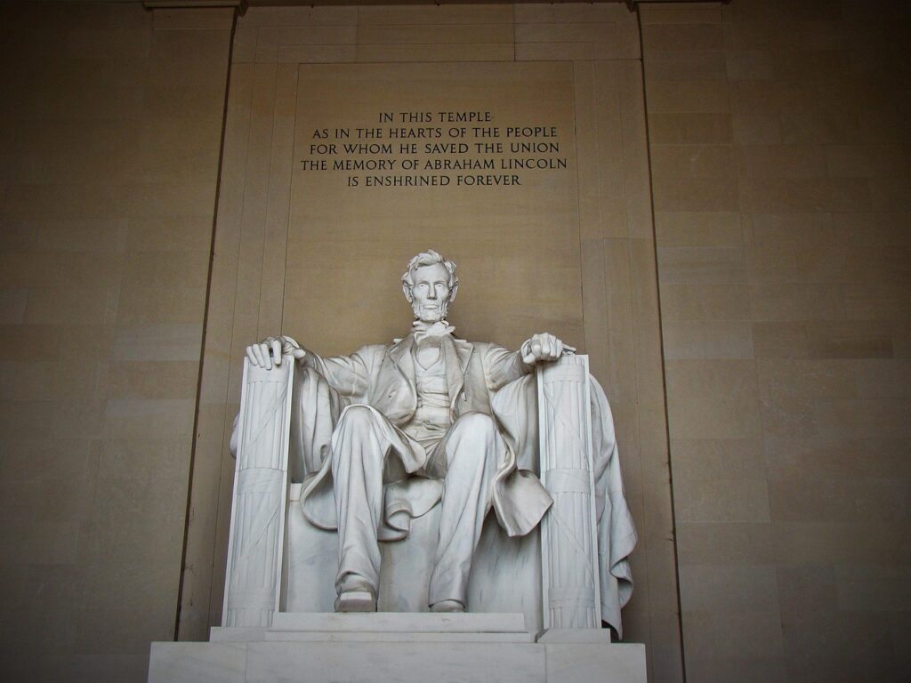 The Lincoln Memorial statue at the National Mall in Washington, D.C.