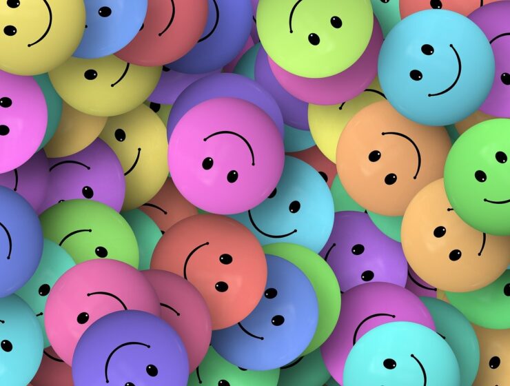 A colorful image of happy faces.